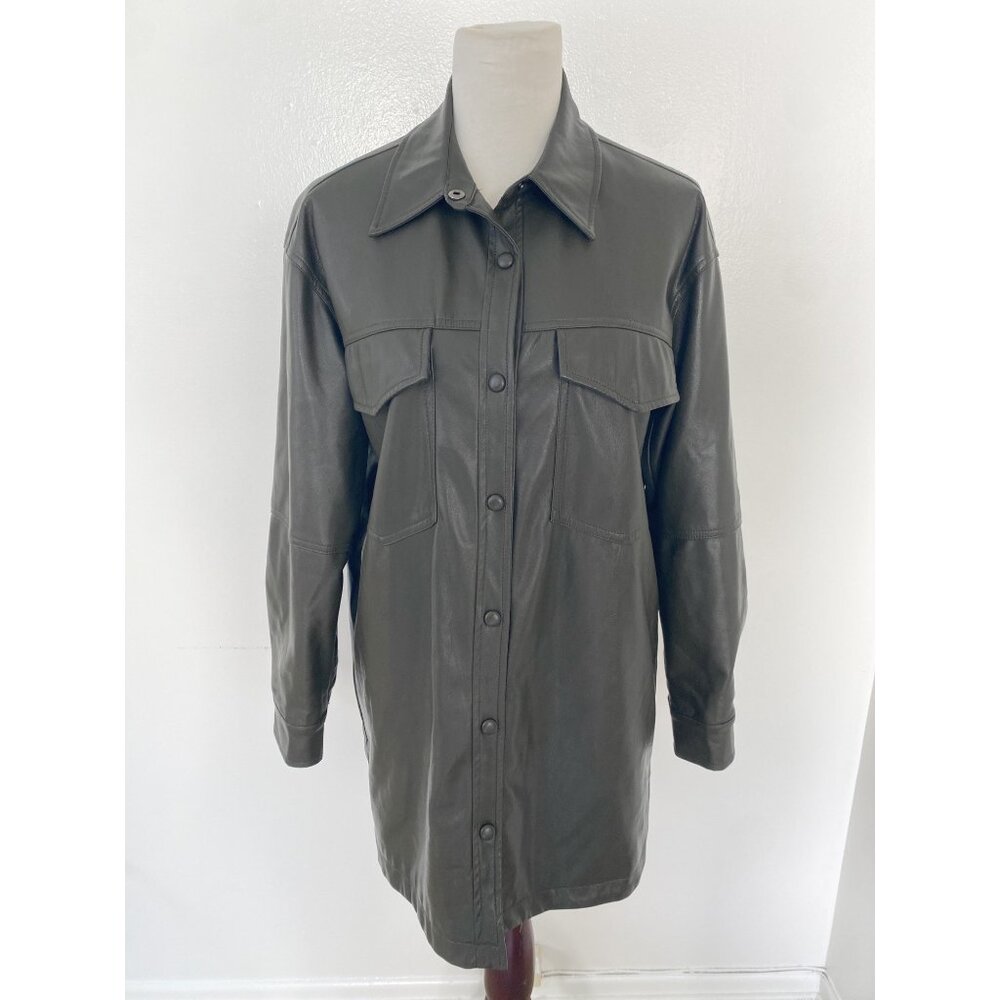 Apparis Riley Faux Leather Shacket Shirt Jacket